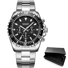 Load image into Gallery viewer, Megir Man's Analogue Chronograph Quartz Watch with Stainless Steel Bracelete Luminous Wristwatch for Boys Calendar 24-Hour 2064G