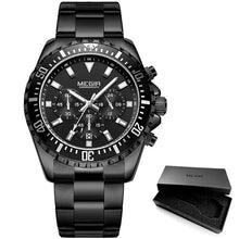 Load image into Gallery viewer, Megir Man's Analogue Chronograph Quartz Watch with Stainless Steel Bracelete Luminous Wristwatch for Boys Calendar 24-Hour 2064G