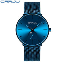 Load image into Gallery viewer, CRRJU Ultra Thin Blue Stainless steel Quartz Watches Men Simple Fashion Business Japan Wristwatch Clock Male Relogio Masculino