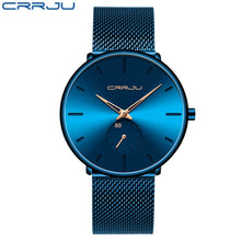 Load image into Gallery viewer, CRRJU Ultra Thin Blue Stainless steel Quartz Watches Men Simple Fashion Business Japan Wristwatch Clock Male Relogio Masculino
