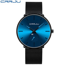 Load image into Gallery viewer, CRRJU Ultra Thin Blue Stainless steel Quartz Watches Men Simple Fashion Business Japan Wristwatch Clock Male Relogio Masculino