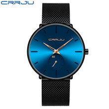 Load image into Gallery viewer, CRRJU Ultra Thin Blue Stainless steel Quartz Watches Men Simple Fashion Business Japan Wristwatch Clock Male Relogio Masculino