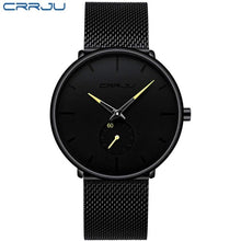 Load image into Gallery viewer, CRRJU Ultra Thin Blue Stainless steel Quartz Watches Men Simple Fashion Business Japan Wristwatch Clock Male Relogio Masculino