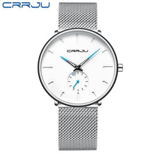 Load image into Gallery viewer, CRRJU Ultra Thin Blue Stainless steel Quartz Watches Men Simple Fashion Business Japan Wristwatch Clock Male Relogio Masculino