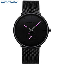 Load image into Gallery viewer, CRRJU Ultra Thin Blue Stainless steel Quartz Watches Men Simple Fashion Business Japan Wristwatch Clock Male Relogio Masculino