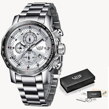 Load image into Gallery viewer, 2020 LIGE Silver Big Dial Watch Men Sport Quartz Clock Fashion Mens Watches Top Brand Luxury Man Military Waterproof Chronograph