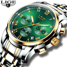 Load image into Gallery viewer, Watches Mens 2019 LIGE Top Brand Luxury Green Fashion Chronograph Male Sport Waterproof All Steel Quartz Clock Relogio Masculino