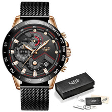 Load image into Gallery viewer, LIGE Fashion Business Blue Mens Watches Top Brand Luxury Clock Male Military All Steel Waterproof Quartz Watch Relogio Masculino