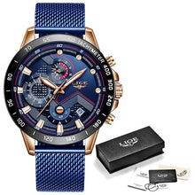 Load image into Gallery viewer, LIGE Fashion Business Blue Mens Watches Top Brand Luxury Clock Male Military All Steel Waterproof Quartz Watch Relogio Masculino