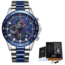 Load image into Gallery viewer, LIGE Fashion Business Blue Mens Watches Top Brand Luxury Clock Male Military All Steel Waterproof Quartz Watch Relogio Masculino
