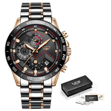 Load image into Gallery viewer, Relogio Masculino LIGE Hot Fashion Mens Watches Top Brand Luxury Wrist Watch Quartz Clock Blue Watch Men Waterproof Chronograph