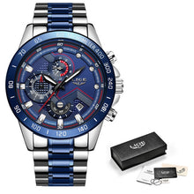 Load image into Gallery viewer, Relogio Masculino LIGE Hot Fashion Mens Watches Top Brand Luxury Wrist Watch Quartz Clock Blue Watch Men Waterproof Chronograph