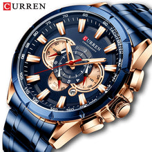 Load image into Gallery viewer, Curren Men's Watch Top Luxury Brand Big Dial Blue Quartz Men Watches Chronograph Sport Wristwatch Man Stainless Steel Date Clock