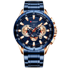 Load image into Gallery viewer, Curren Men's Watch Top Luxury Brand Big Dial Blue Quartz Men Watches Chronograph Sport Wristwatch Man Stainless Steel Date Clock