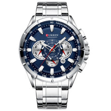 Load image into Gallery viewer, Curren Men's Watch Top Luxury Brand Big Dial Blue Quartz Men Watches Chronograph Sport Wristwatch Man Stainless Steel Date Clock