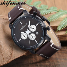 Load image into Gallery viewer, Shifenmei Mens Watches Top Brand Luxury Chronograph Men Watch Leather Luxury Waterproof Sport Watch Men Clock Man Wristwatch