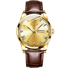 Load image into Gallery viewer, OLEVS Watch Men Brown Leather Quartz Auto Date Calendar Original Brand Waterproof Business Wristwatch Fashion Male