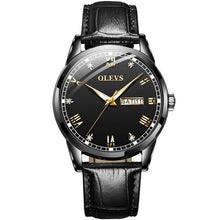 Load image into Gallery viewer, OLEVS Watch Men Brown Leather Quartz Auto Date Calendar Original Brand Waterproof Business Wristwatch Fashion Male